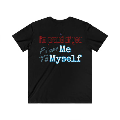 BlackOnion Men's V-Neck T-Shirt with Workout Motif ‘I’m proud of you’💪🔥🫵