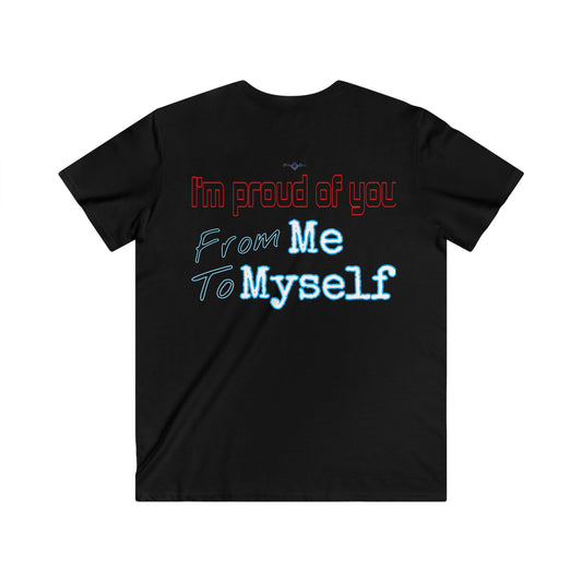 BlackOnion Men's V-Neck T-Shirt with Workout Motif ‘I’m proud of you’💪🔥🫵