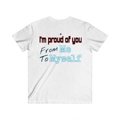 BlackOnion Men's V-Neck T-Shirt with Workout Motif ‘I’m proud of you’💪🔥🫵