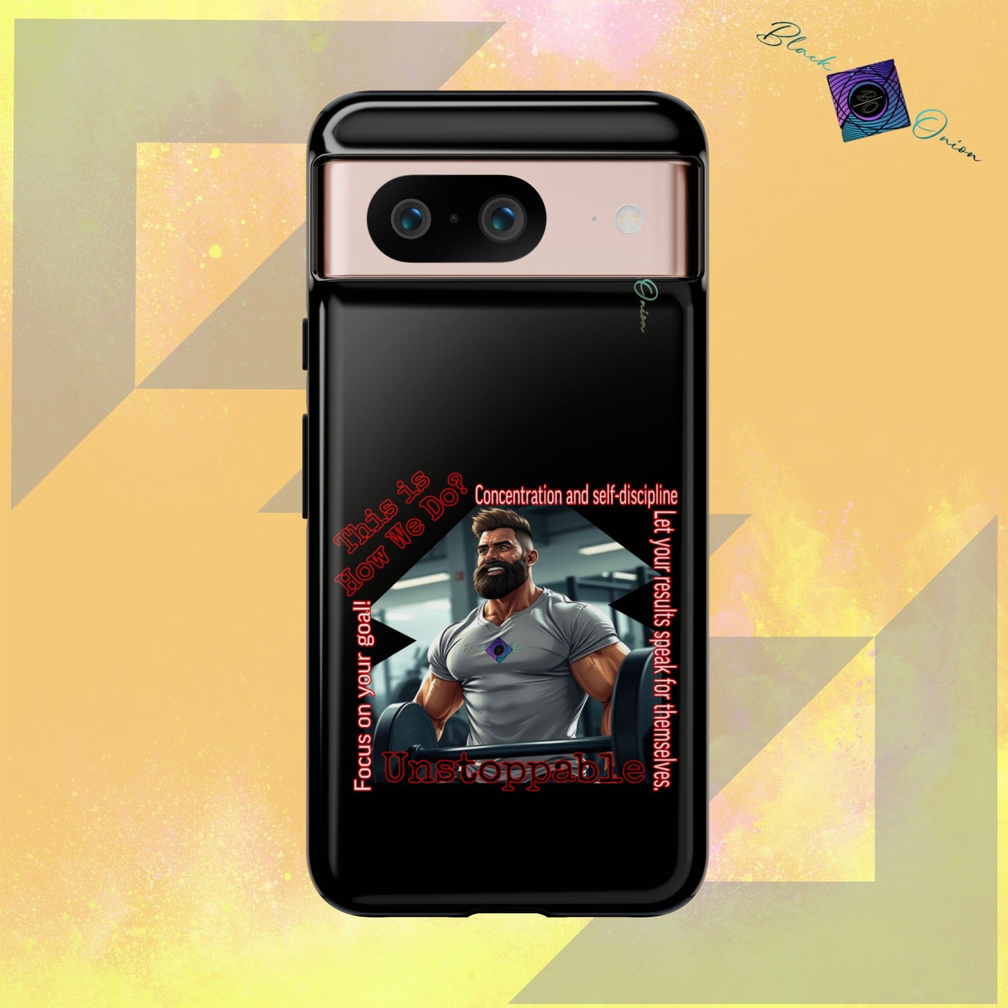 BlackOnion Brand New Phone Case - with Motivational Workout Motif’Unstoppable ‘💪🔥🫵
