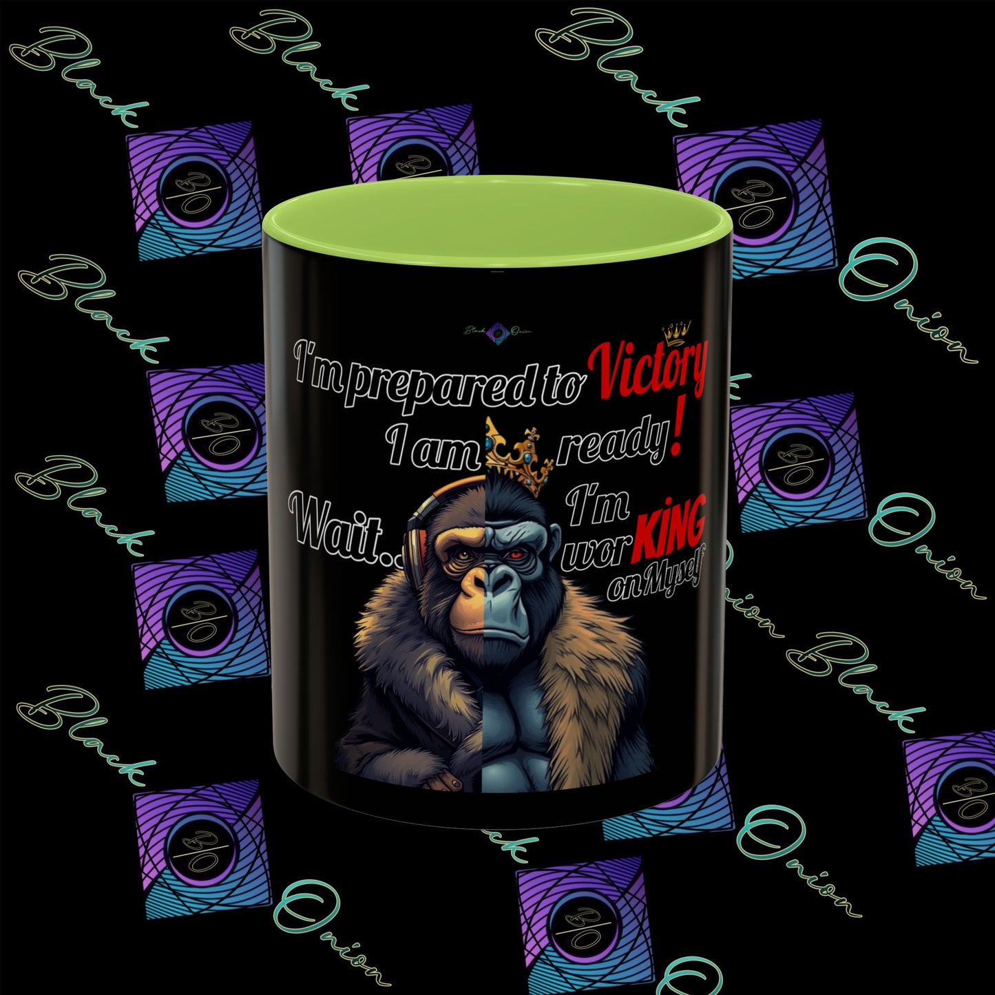 BlackOnion Coffee Mug 2 with Workout Motif ‘Victory V2’🫵🔥💪