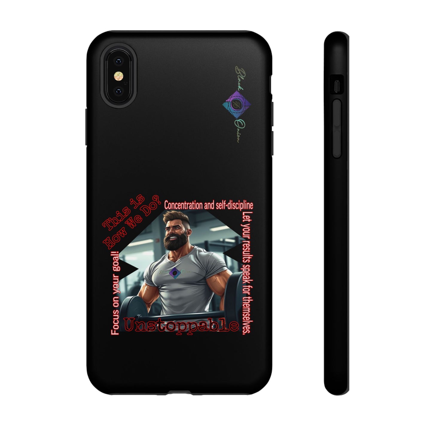 BlackOnion Brand New Phone Case - with Motivational Workout Motif’Unstoppable ‘💪🔥🫵