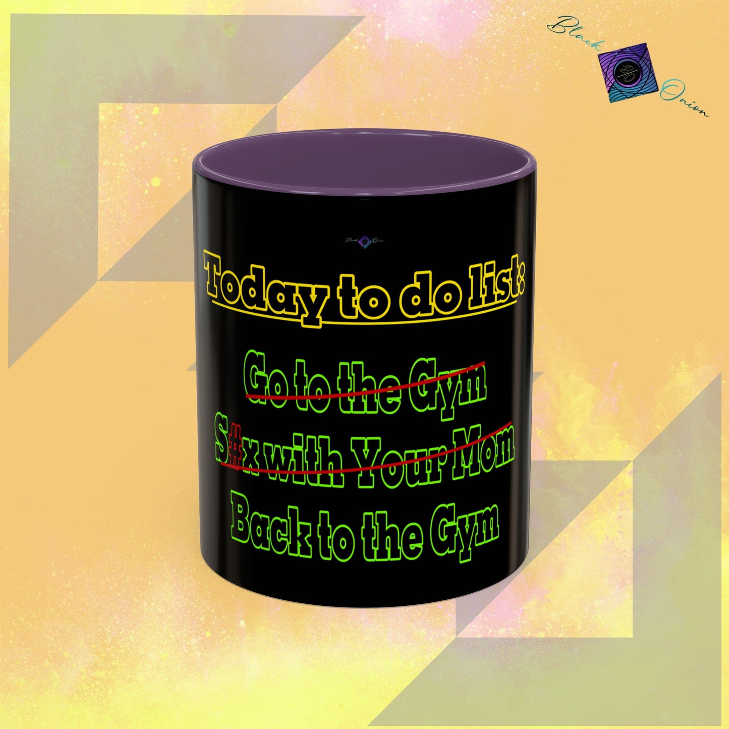 BlackOnion Coffee Mug 2 with Workout Motif ‘Today To Do List V2’🫵🔥💪