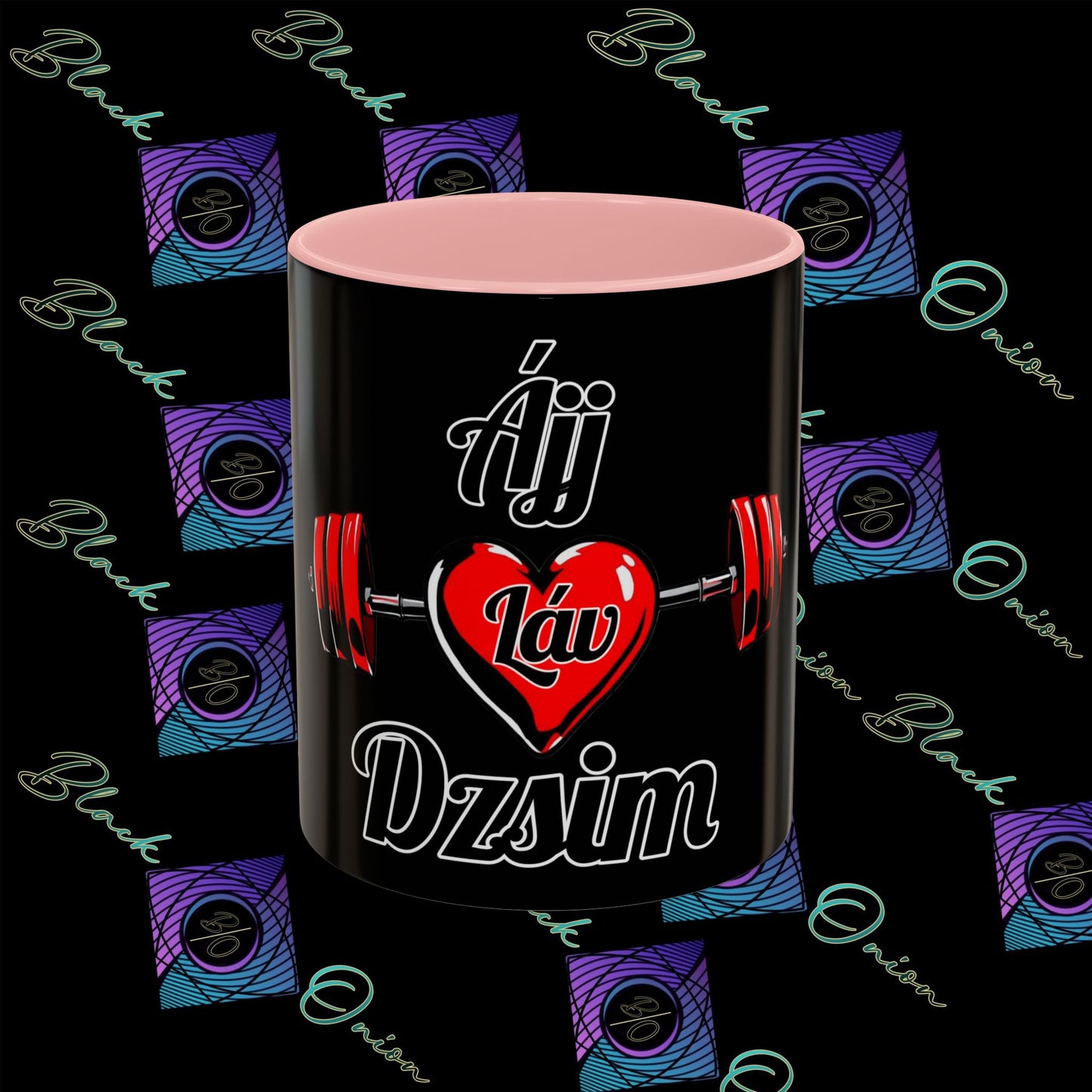 BlackOnion Coffee Mug - 11oz with Workout Motif ‘ÁjjLávDzsi’🔥💪🫵