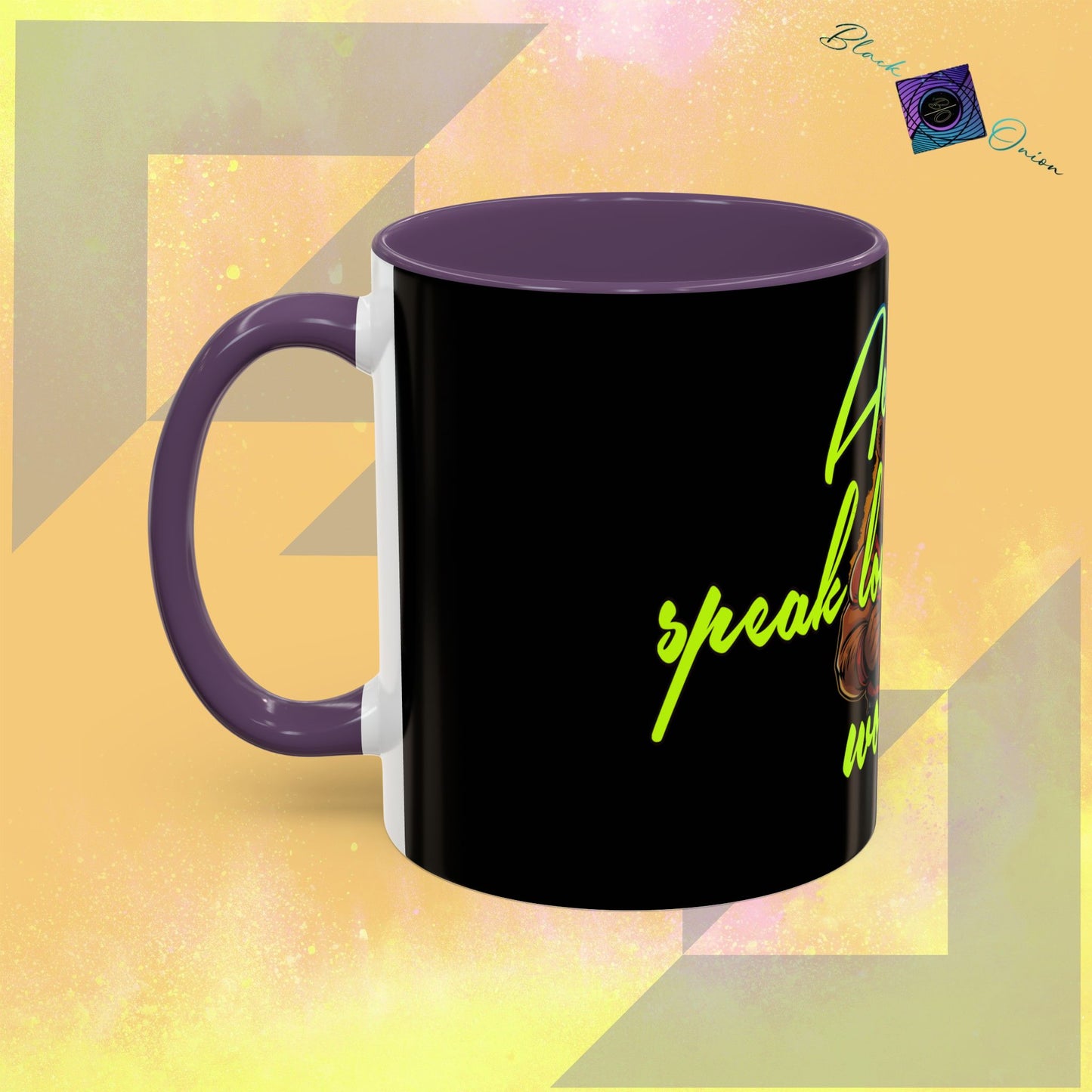 BlackOnion Coffee Mug 2 with Workout Motif ‘Actions speak lauder than words V2’🫵🔥💪