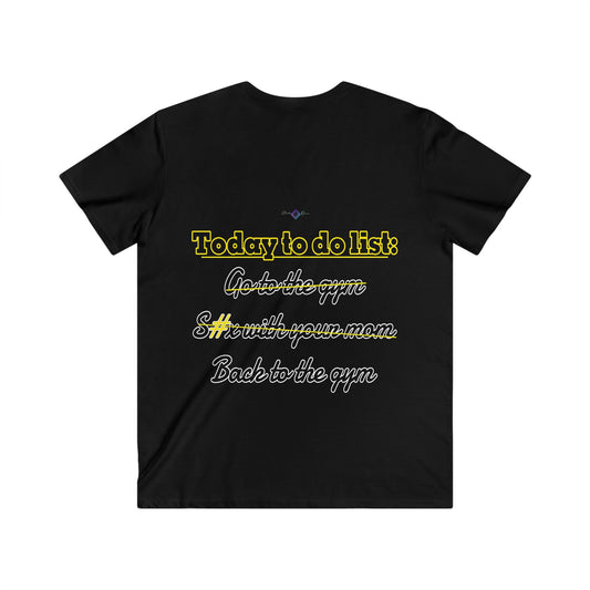BlackOnion Men's V-Neck T-Shirt with Workout Motif ‘To do list’ 💪🔥🫵