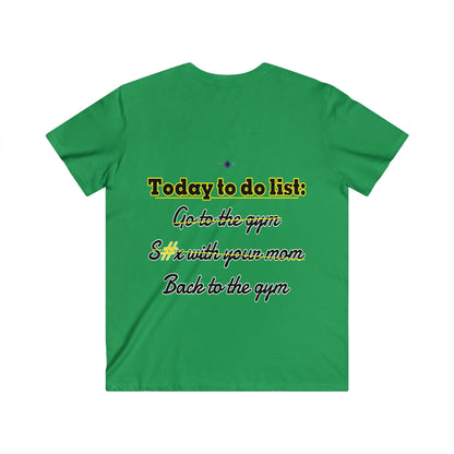 BlackOnion Men's V-Neck T-Shirt with Workout Motif ‘To do list’ 💪🔥🫵