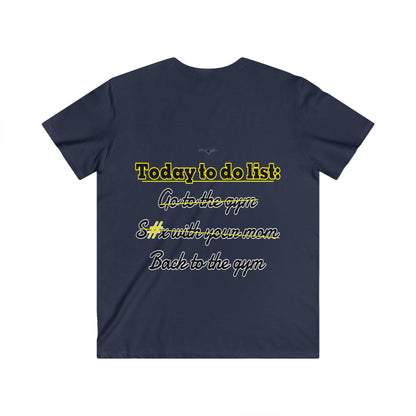 BlackOnion Men's V-Neck T-Shirt with Workout Motif ‘To do list’ 💪🔥🫵