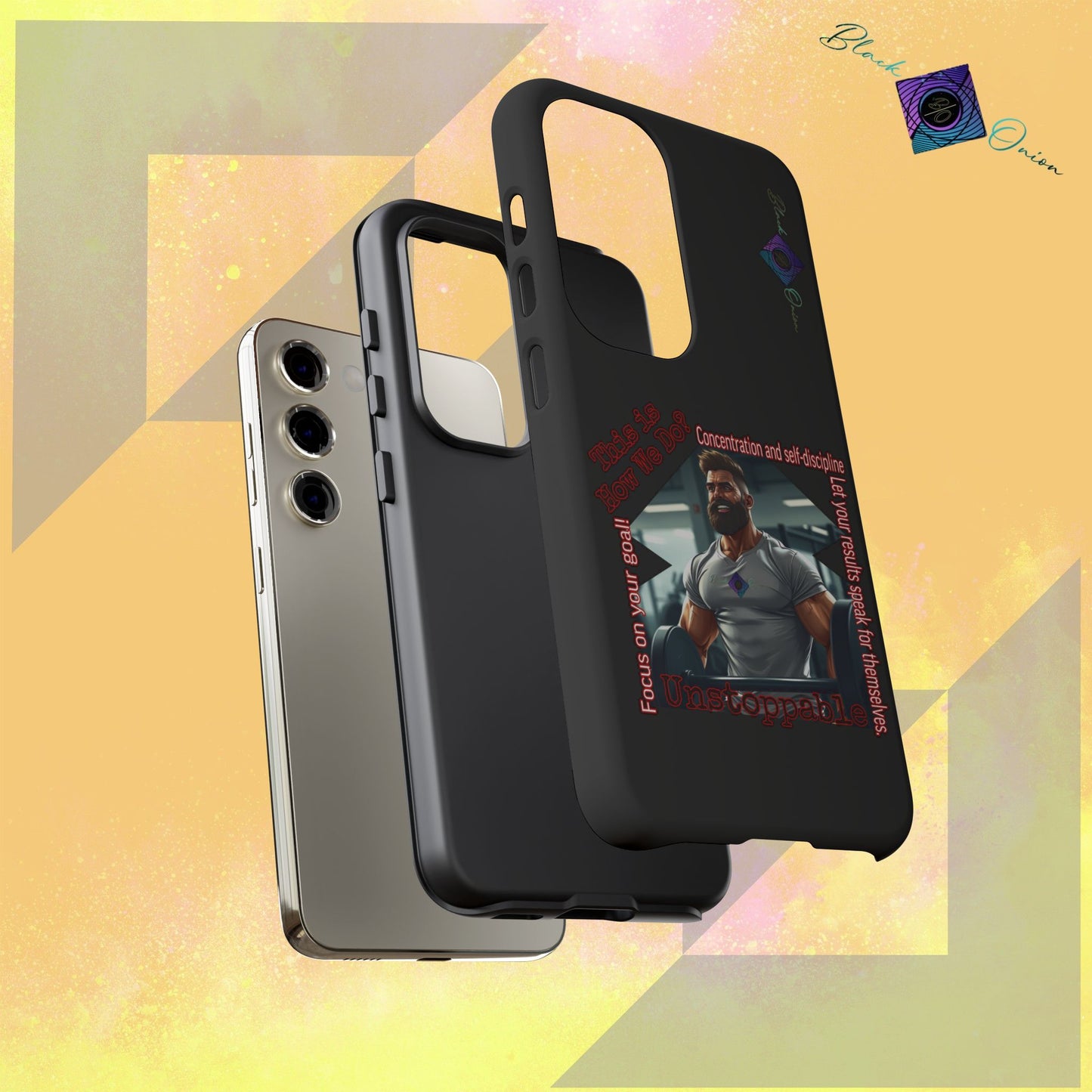 BlackOnion Brand New Phone Case - with Motivational Workout Motif’Unstoppable ‘💪🔥🫵