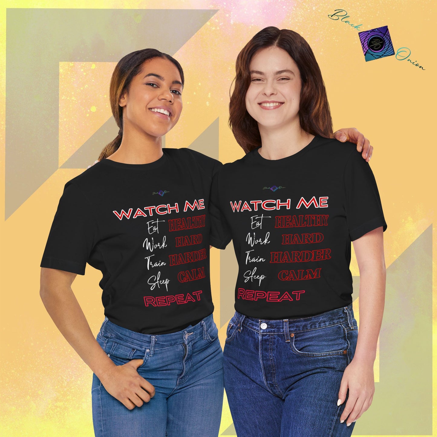 BlackOnion T-Shirt with Workout Motif V3 “Watch Me" 💪🔥