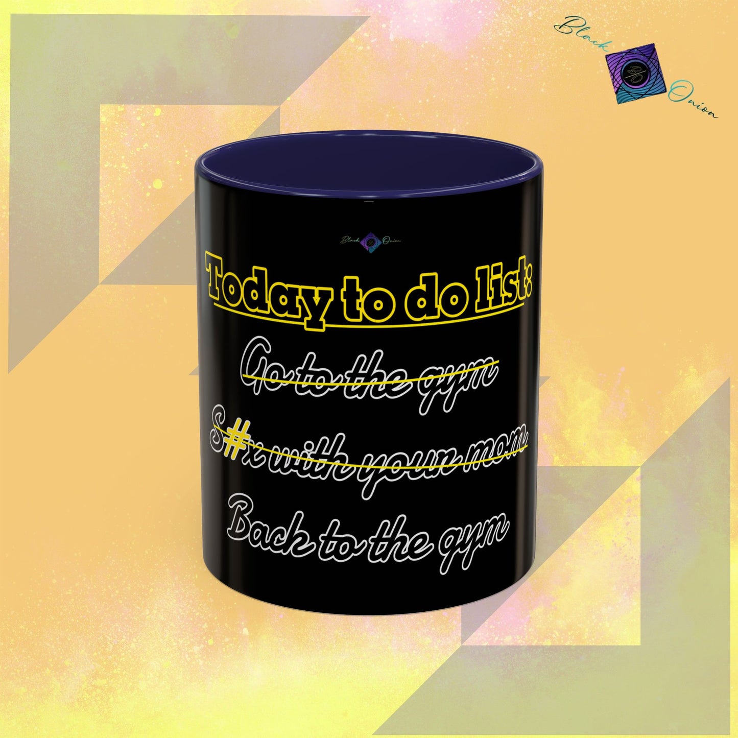 BlackOnion Coffee Mug - 11oz with Workout Motif ‘Today To Do List ’🔥💪🫵