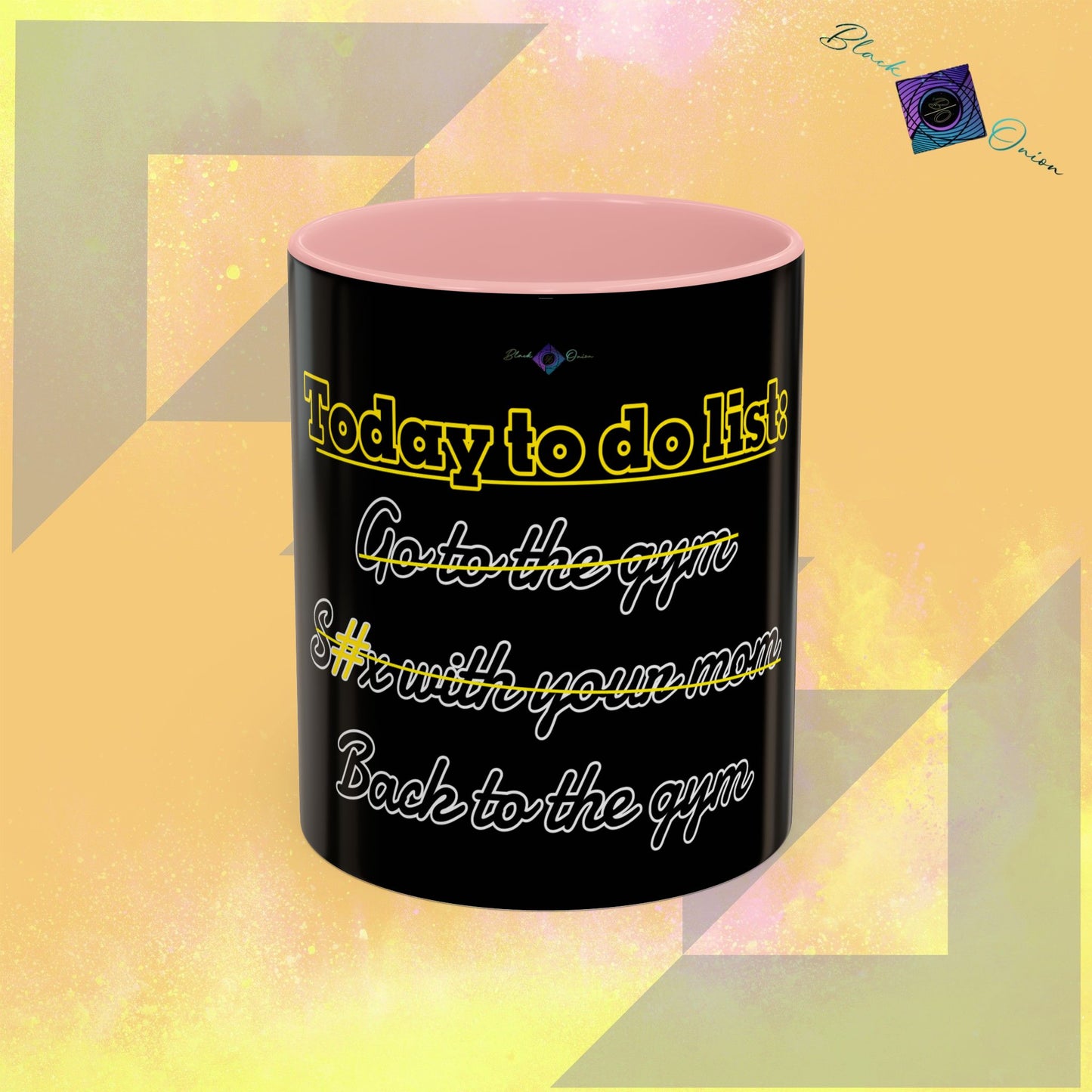 BlackOnion Coffee Mug - 11oz with Workout Motif ‘Today To Do List ’🔥💪🫵