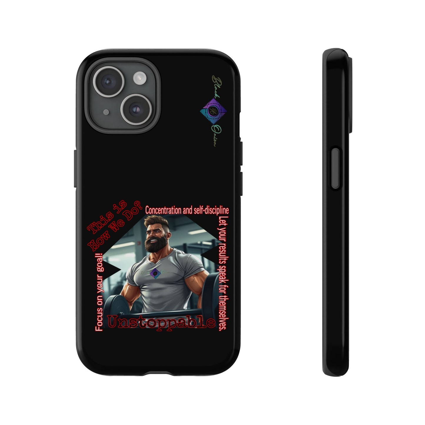 BlackOnion Brand New Phone Case - with Motivational Workout Motif’Unstoppable ‘💪🔥🫵