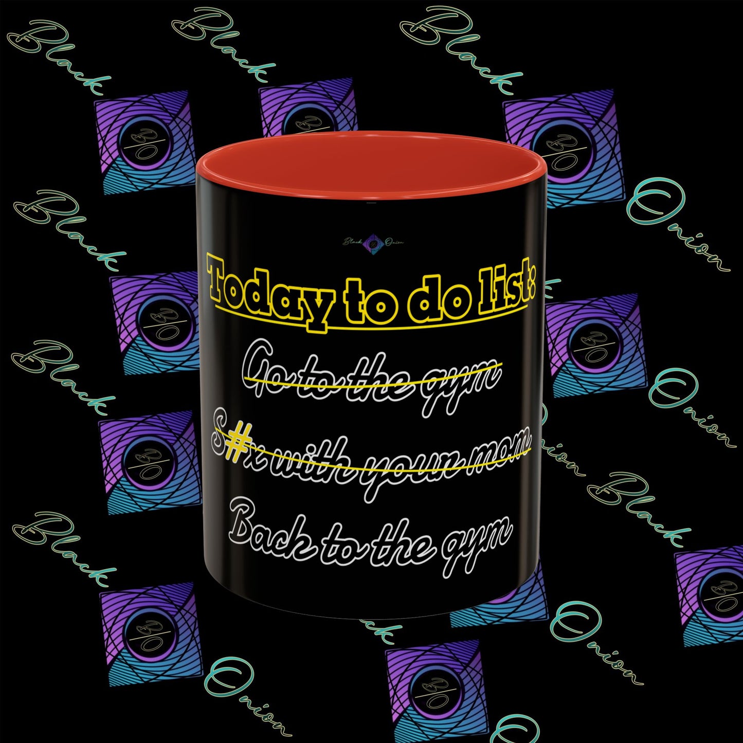 BlackOnion Coffee Mug - 11oz with Workout Motif ‘Today To Do List ’🔥💪🫵