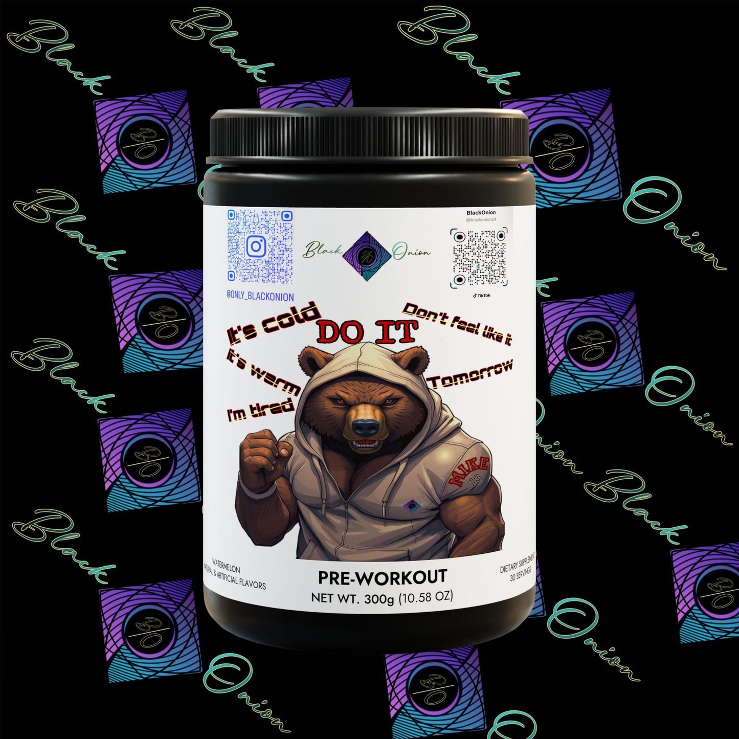 BlackOnion Pre-Workout Supplement, Watermelon (300g, 10.58oz)💪🔥