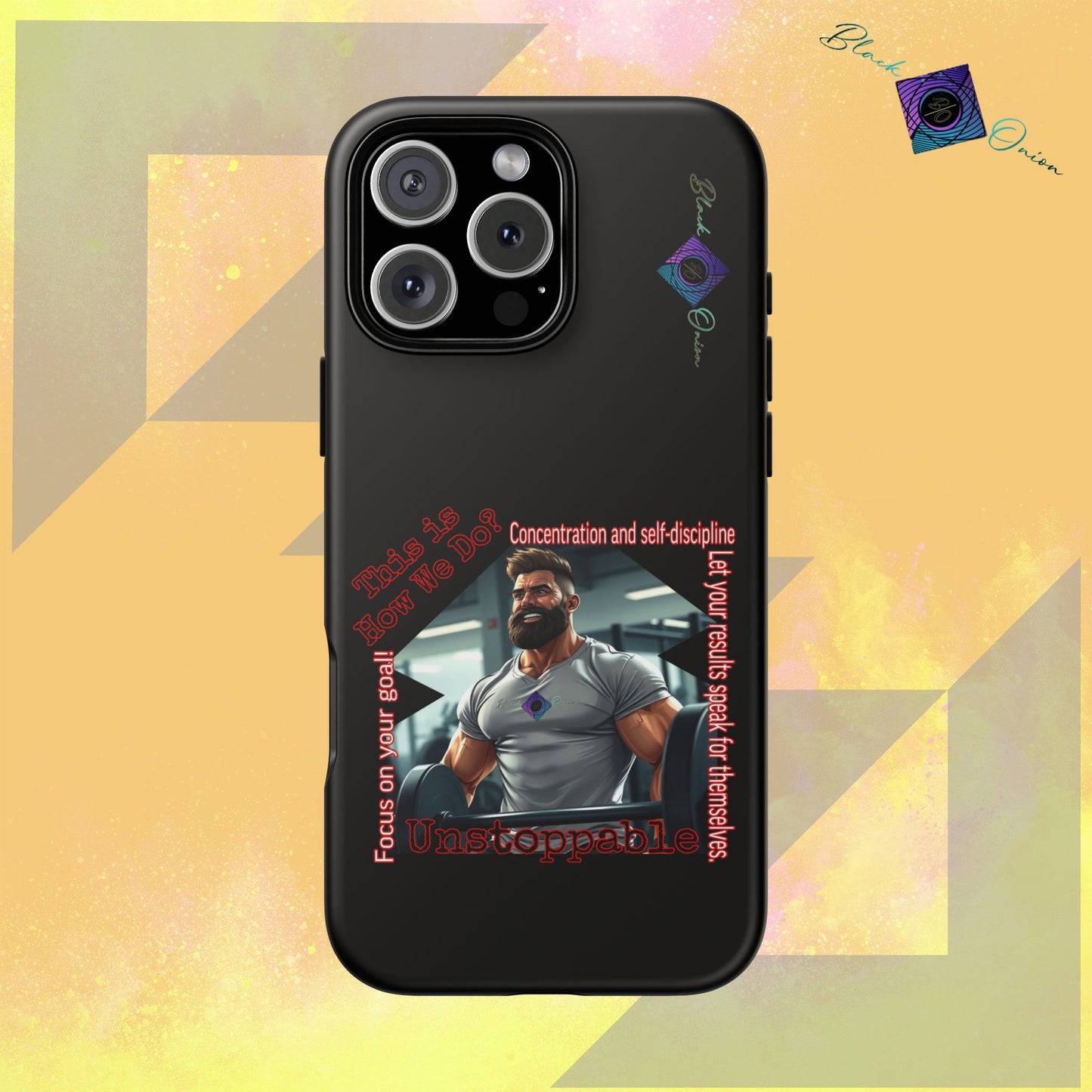 BlackOnion Brand New Phone Case - with Motivational Workout Motif’Unstoppable ‘💪🔥🫵