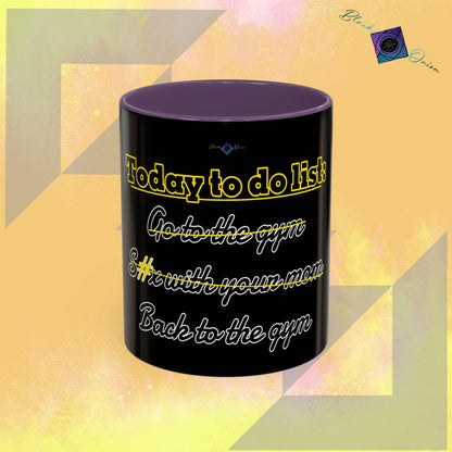 BlackOnion Coffee Mug - 11oz with Workout Motif ‘Today To Do List ’🔥💪🫵