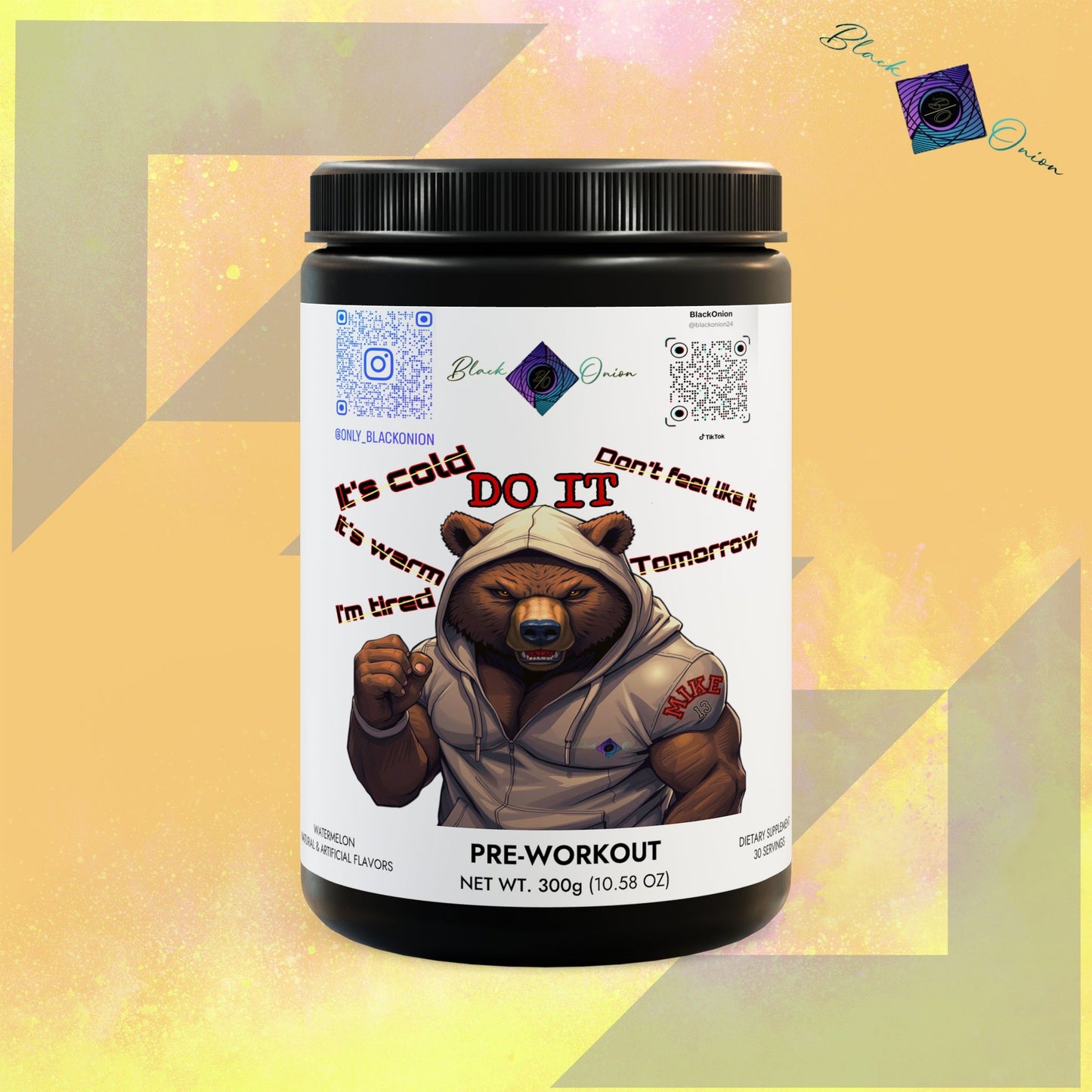 BlackOnion Pre-Workout Supplement, Watermelon (300g, 10.58oz)💪🔥