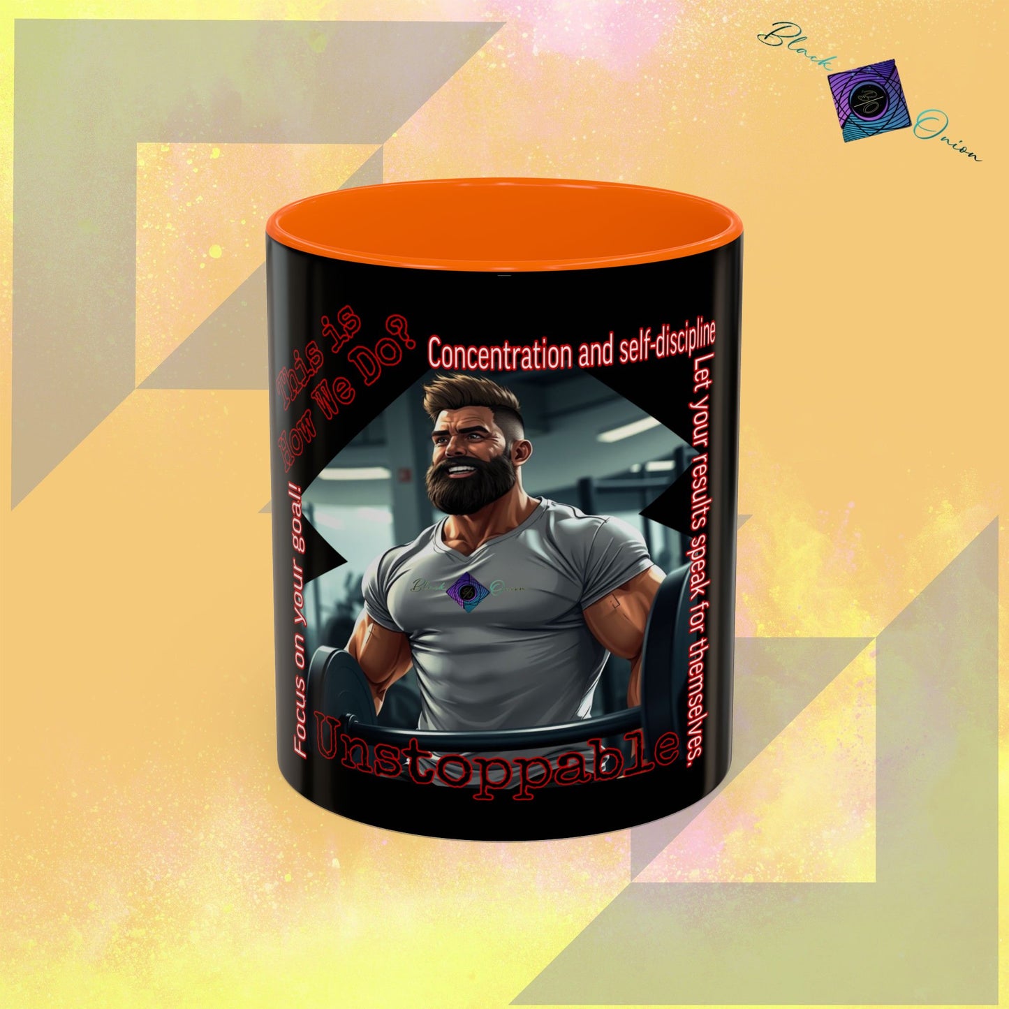 BlackOnion Coffee Mug Serial 2 with Workout Motif ‘Unstoppable’🫵🔥💪