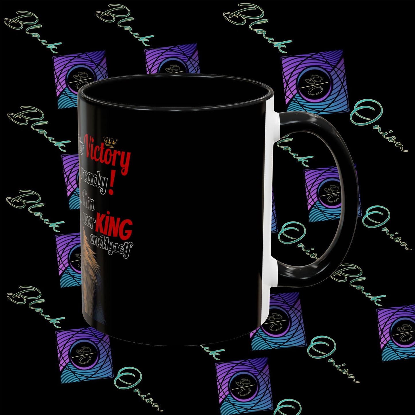 BlackOnion Coffee Mug - 11oz with Workout Motif ‘Victory 👑’🔥💪🫵