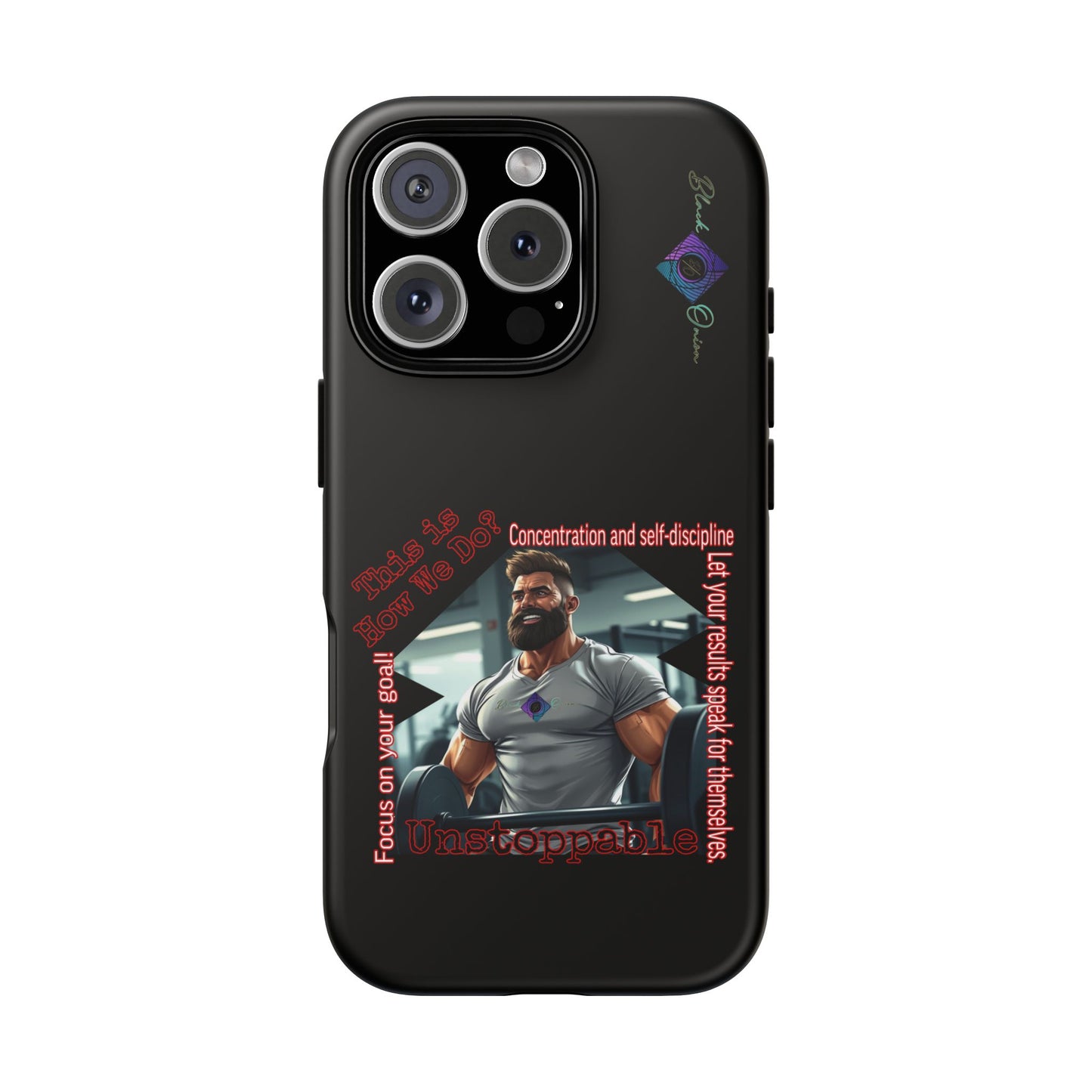 BlackOnion Brand New Phone Case - with Motivational Workout Motif’Unstoppable ‘💪🔥🫵