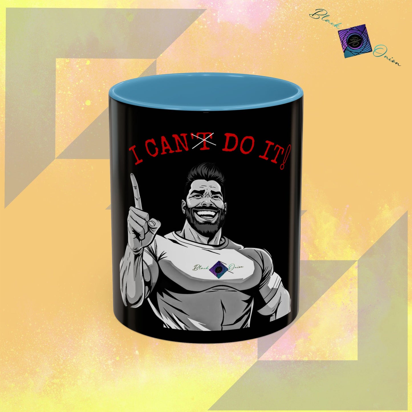 BlackOnion Coffee Mug - 11oz with Workout Motif ‘I Can Do It ’🔥💪🫵