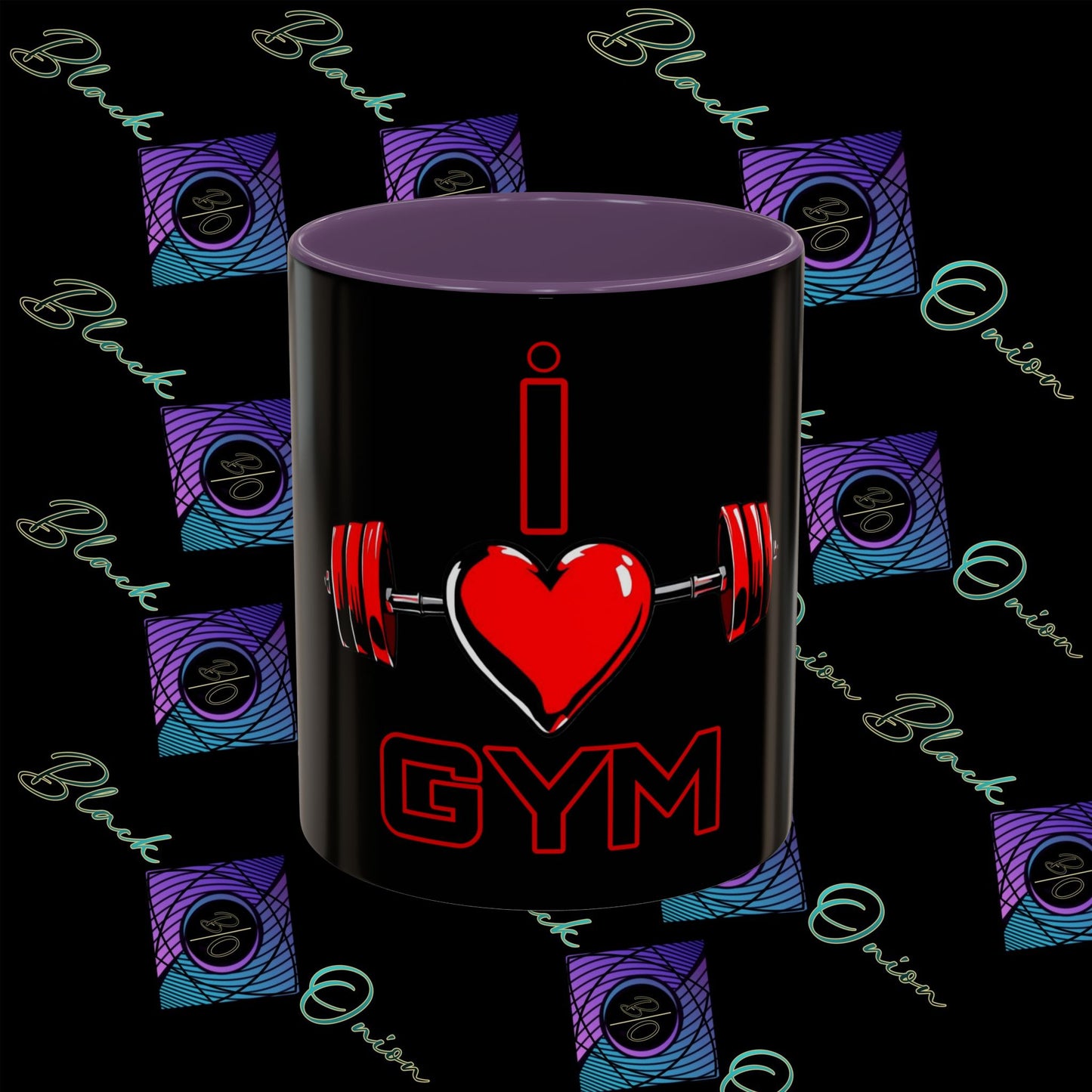 BlackOnion Coffee Mug - 11oz with Workout Motif ‘I Love Gym’🔥💪🫵