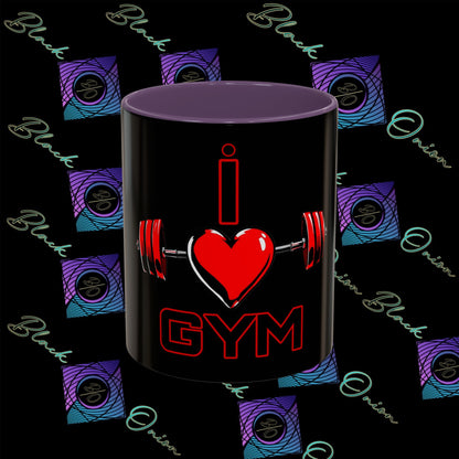 BlackOnion Coffee Mug - 11oz with Workout Motif ‘I Love Gym’🔥💪🫵