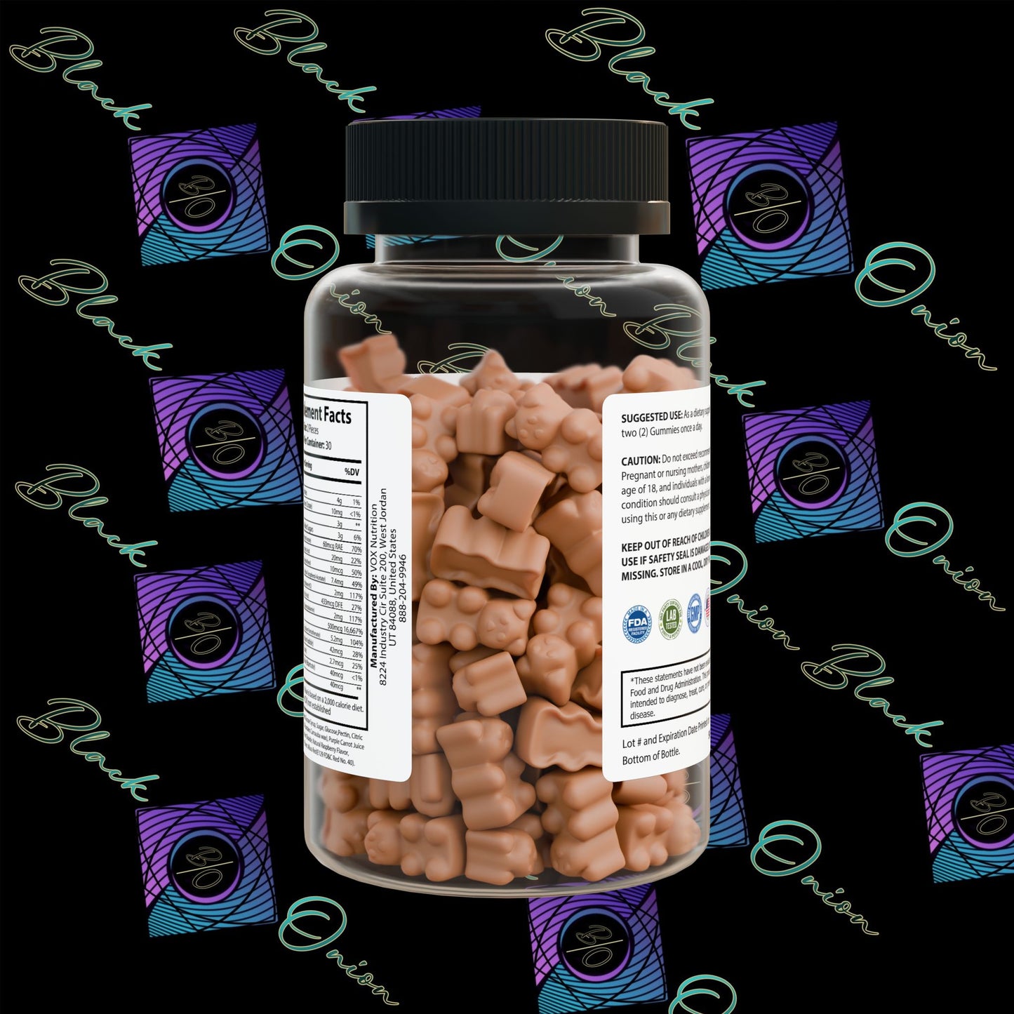 BlackOnion Hair Vitamin Gummies (60 Gummies) with Workout Motif