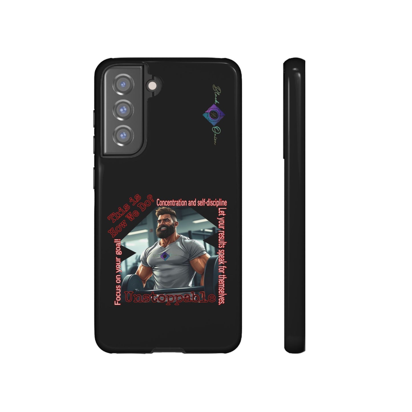 BlackOnion Brand New Phone Case - with Motivational Workout Motif’Unstoppable ‘💪🔥🫵