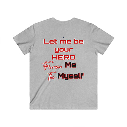 BlackOnion Men's V-Neck T-Shirt with Workout Motif ‘Let me be your Hero’💪🔥🫵