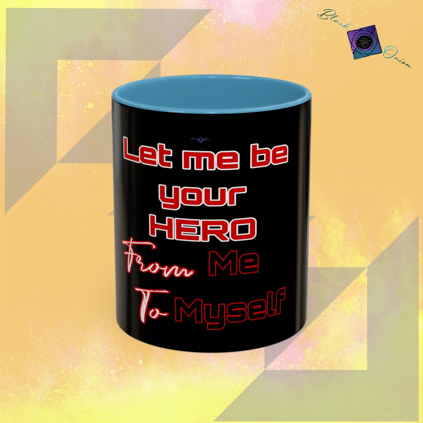 BlackOnion Coffee Mug - 11oz with Workout Motif ‘Let me be your Hero’🔥💪🫵