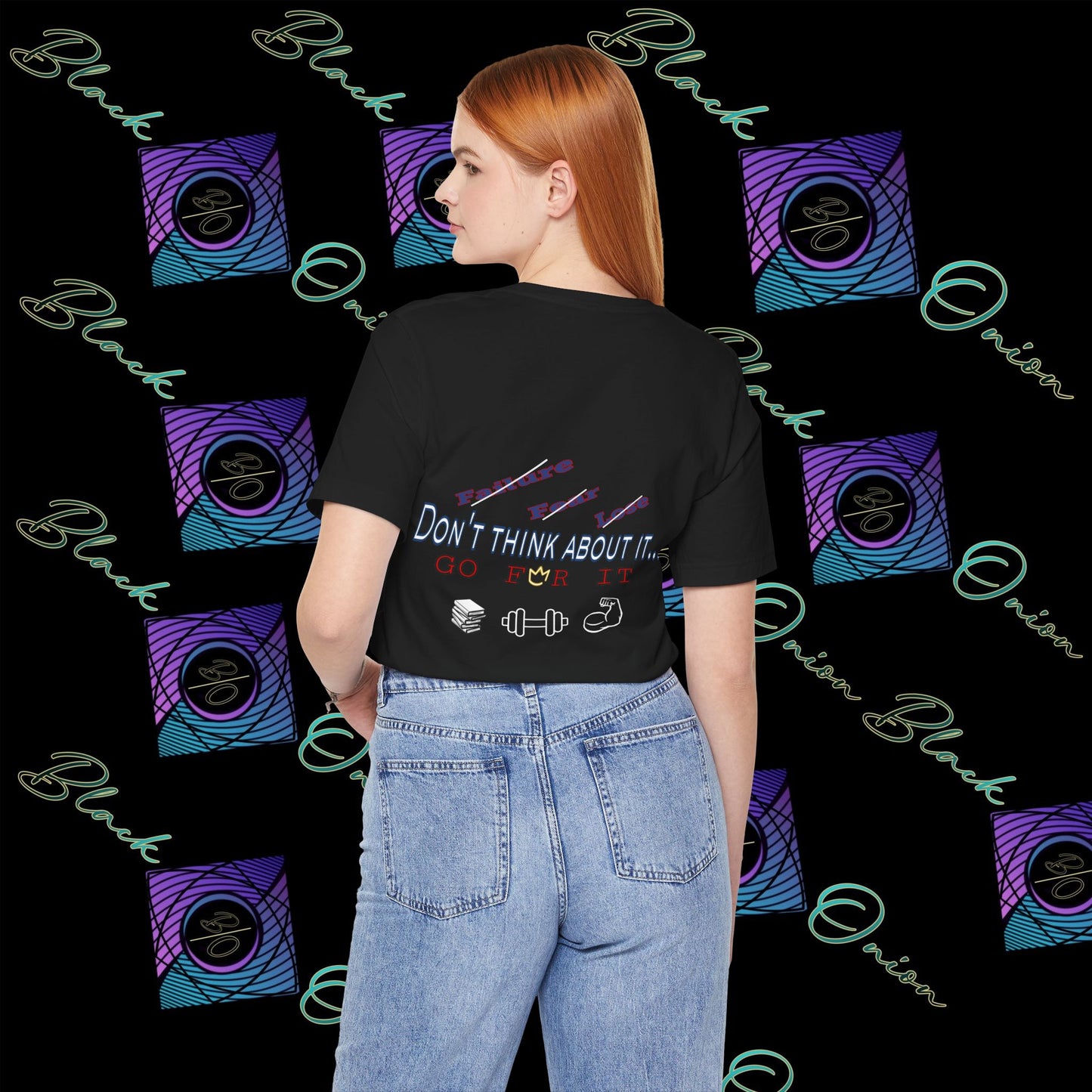BlackOnion T-Shirt with Workout Motif “Don't Think About It, Go For It!” V2 💪🔥🫵