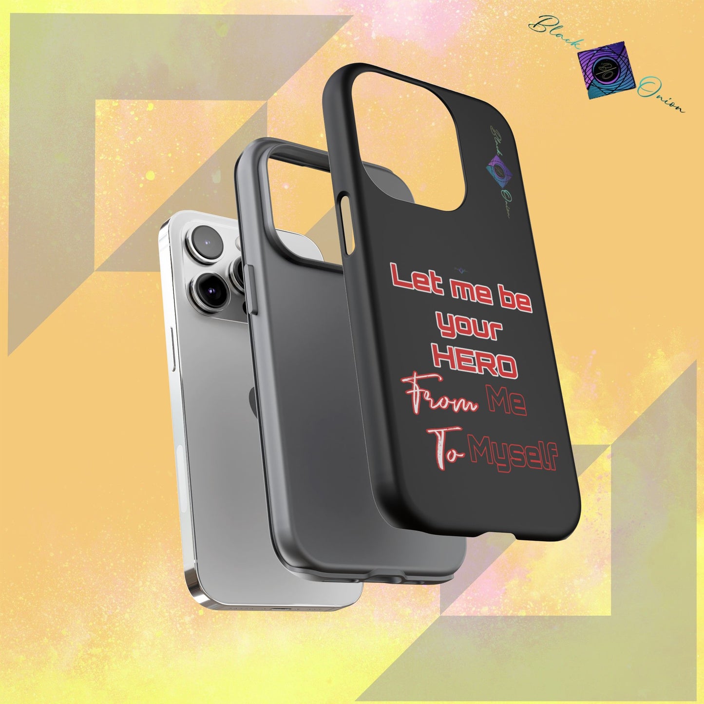 BlackOnion Brand New Phone Case - with Motivational Workout Motif’Let me be your Hero ‘💪🔥🫵