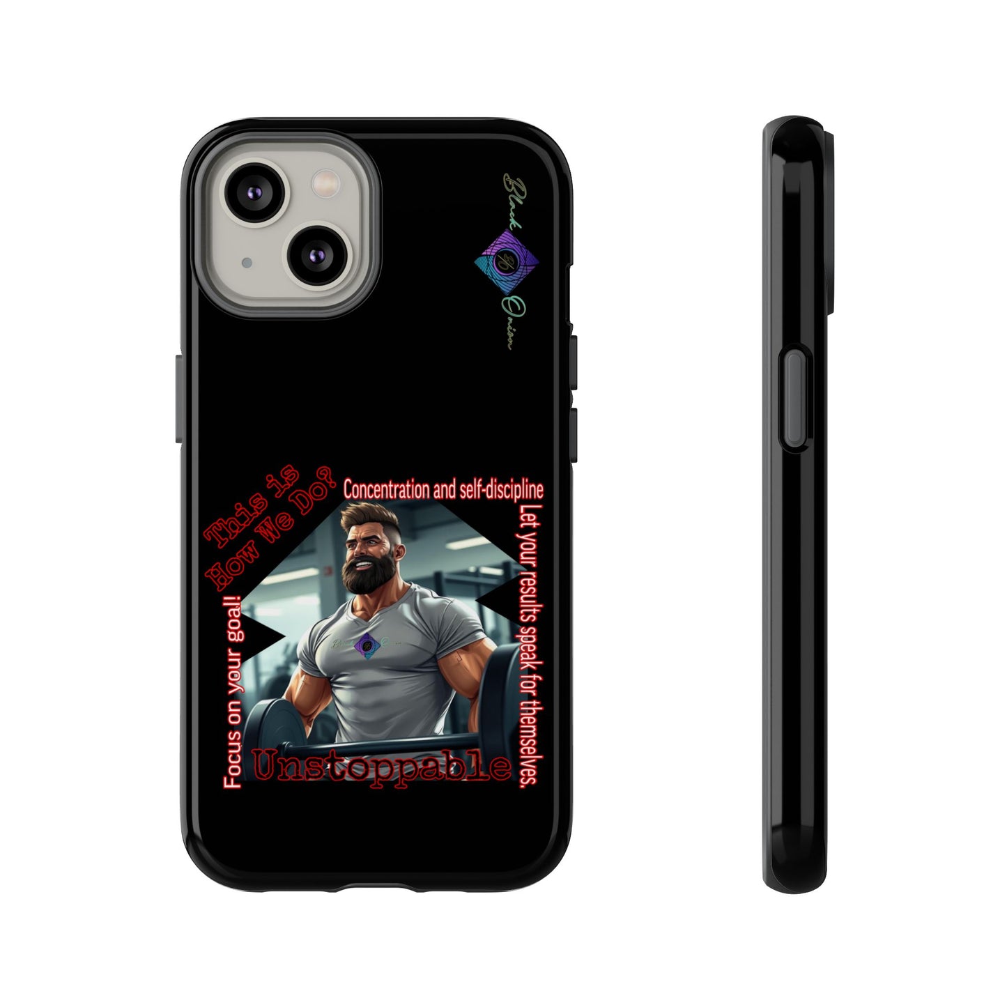 BlackOnion Brand New Phone Case - with Motivational Workout Motif’Unstoppable ‘💪🔥🫵