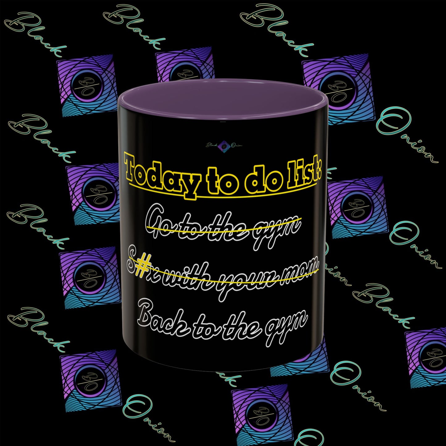BlackOnion Coffee Mug - 11oz with Workout Motif ‘Today To Do List ’🔥💪🫵