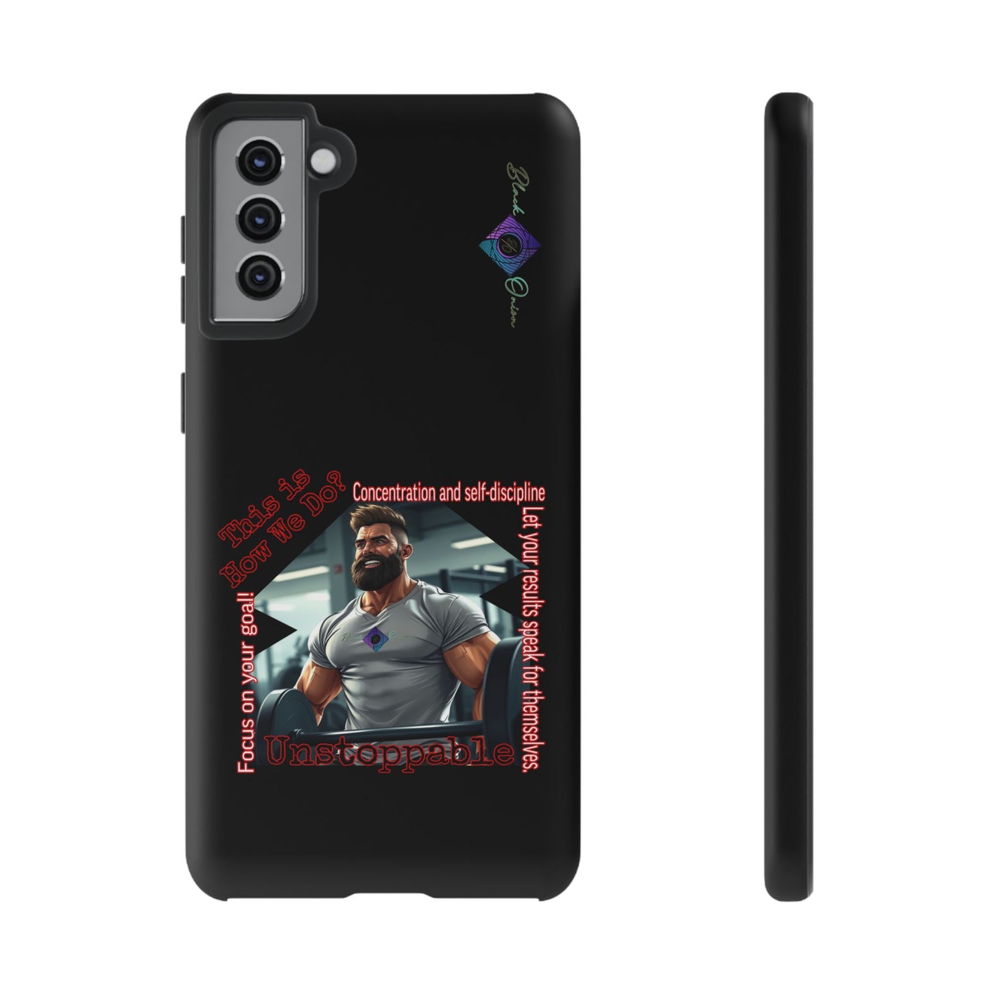 BlackOnion Brand New Phone Case - with Motivational Workout Motif’Unstoppable ‘💪🔥🫵
