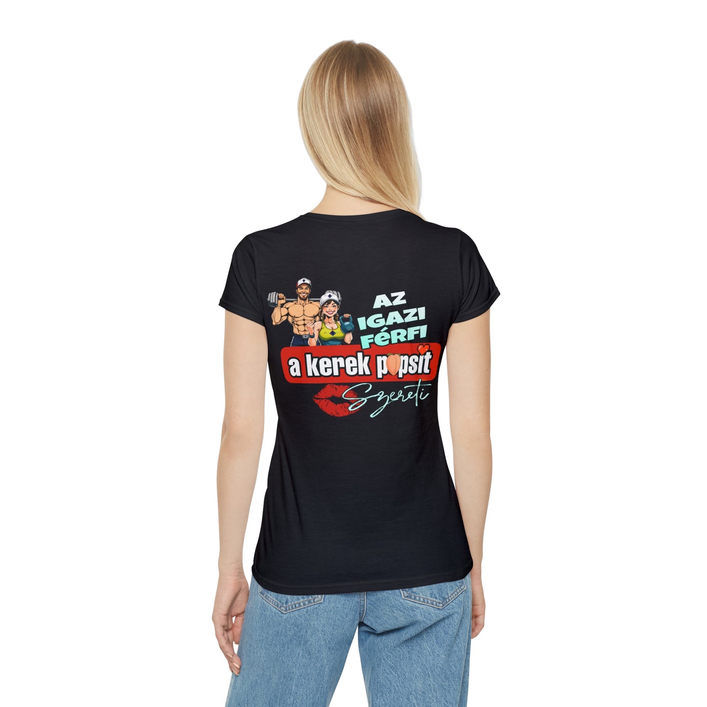 BlackOnion Women's Iconic T-Shirt - with Workout Motif “Az igazi férfi”💯🌸💋