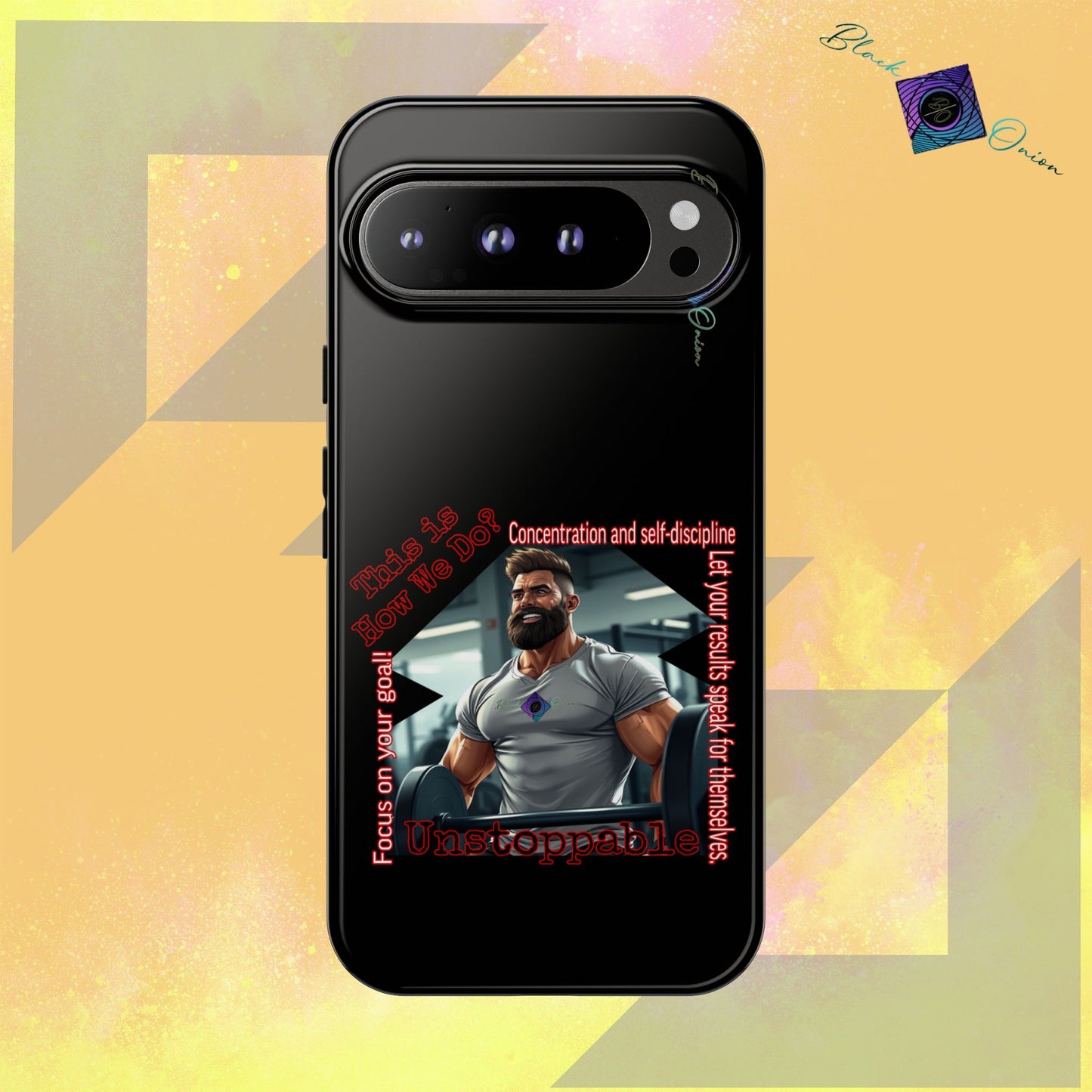 BlackOnion Brand New Phone Case - with Motivational Workout Motif’Unstoppable ‘💪🔥🫵