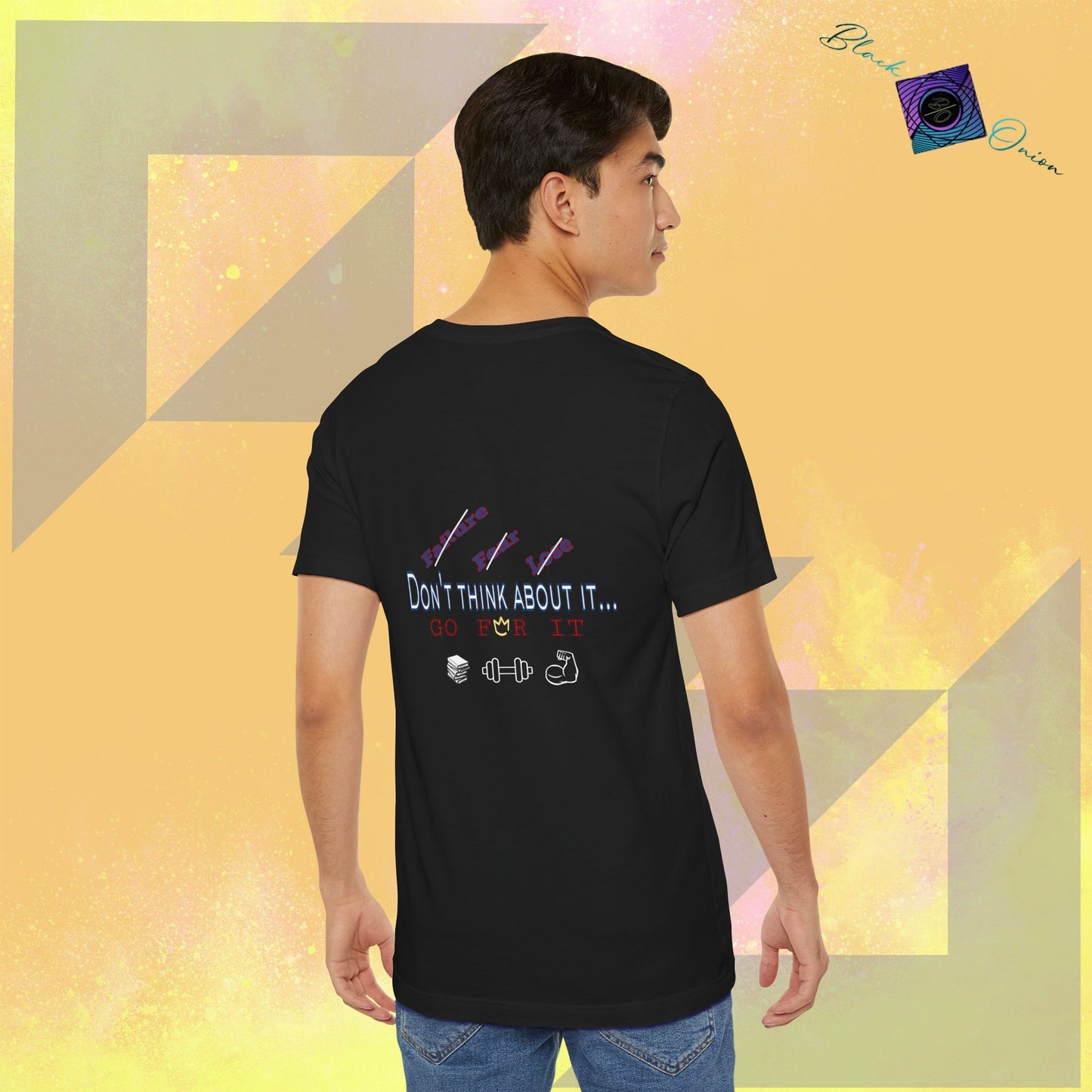 BlackOnion T-Shirt with Workout Motif “Don't Think About It, Go For It!” V4 💪🔥🫵