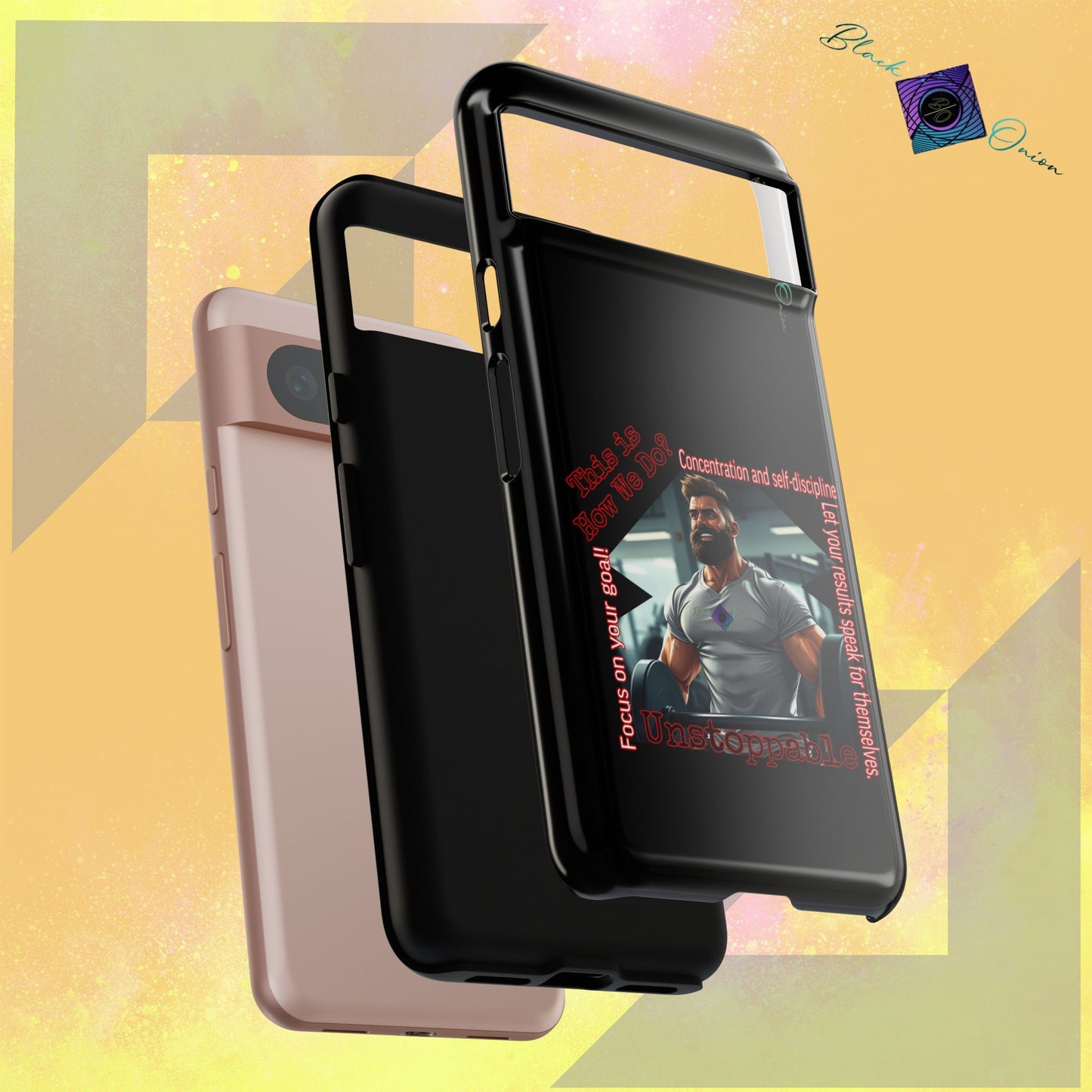 BlackOnion Brand New Phone Case - with Motivational Workout Motif’Unstoppable ‘💪🔥🫵