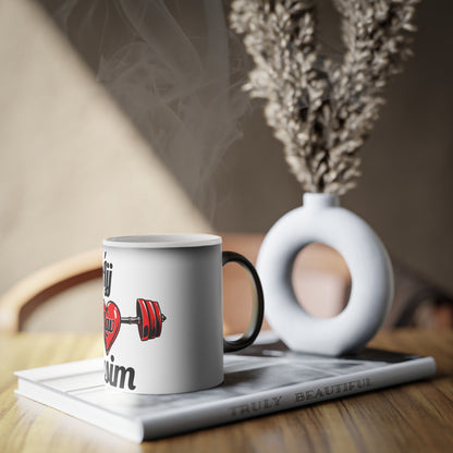 BlackOnion Color Changing Mug with Workout Motif ‘Ájj Láv Dzsim’ 💪🔥🫵
