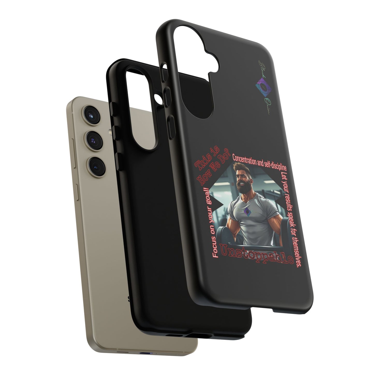 BlackOnion Brand New Phone Case - with Motivational Workout Motif’Unstoppable ‘💪🔥🫵