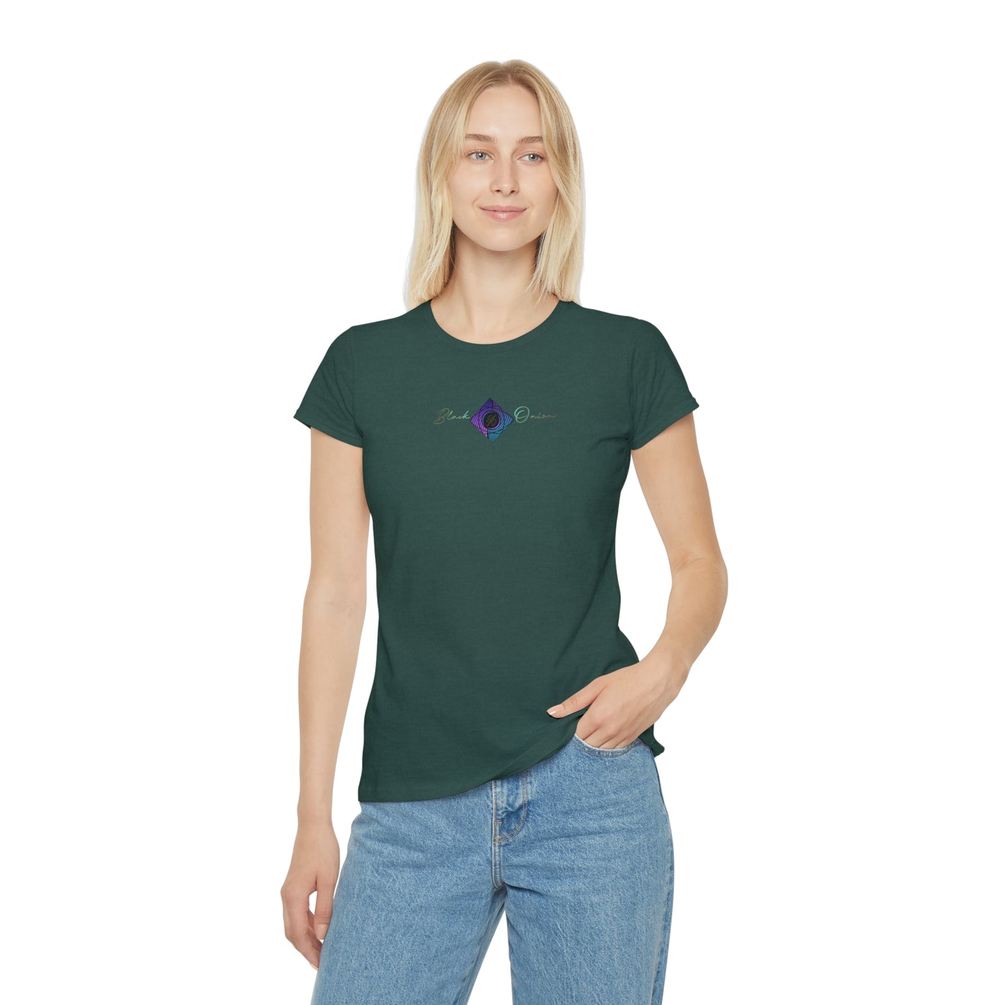 BlackOnion Women's Iconic T-Shirt - with Workout Motif 💯🌸💋