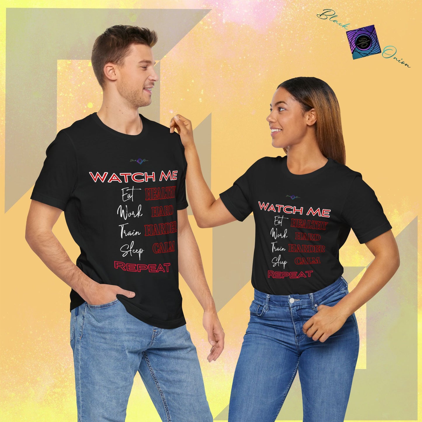 BlackOnion T-Shirt with Workout Motif V2 “Watch Me" 💪🔥