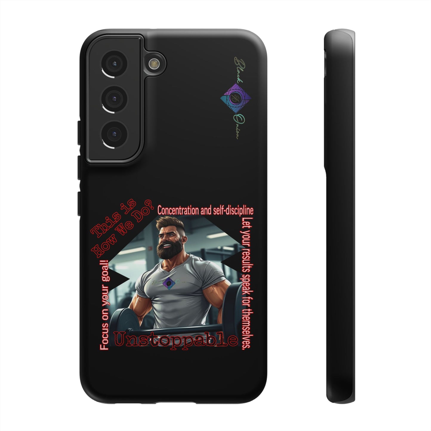 BlackOnion Brand New Phone Case - with Motivational Workout Motif’Unstoppable ‘💪🔥🫵