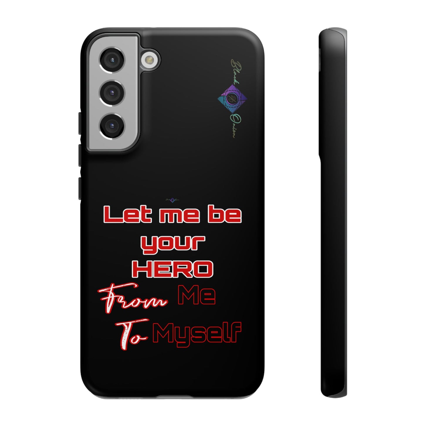BlackOnion Brand New Phone Case - with Motivational Workout Motif’Let me be your Hero ‘💪🔥🫵