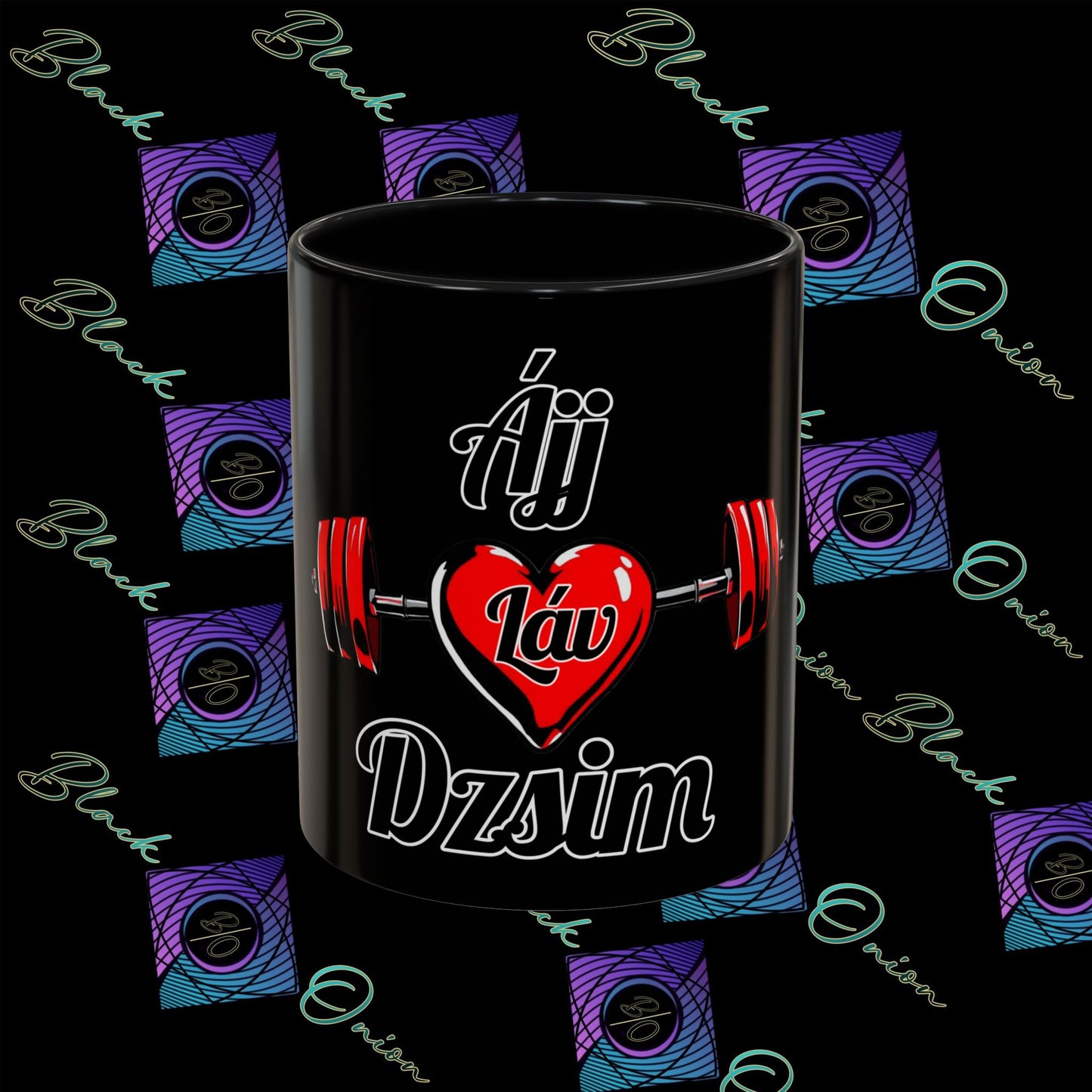 BlackOnion Coffee Mug Serial 2 with Workout Motif ‘ÁjjLávDzsim ’🫵🔥💪