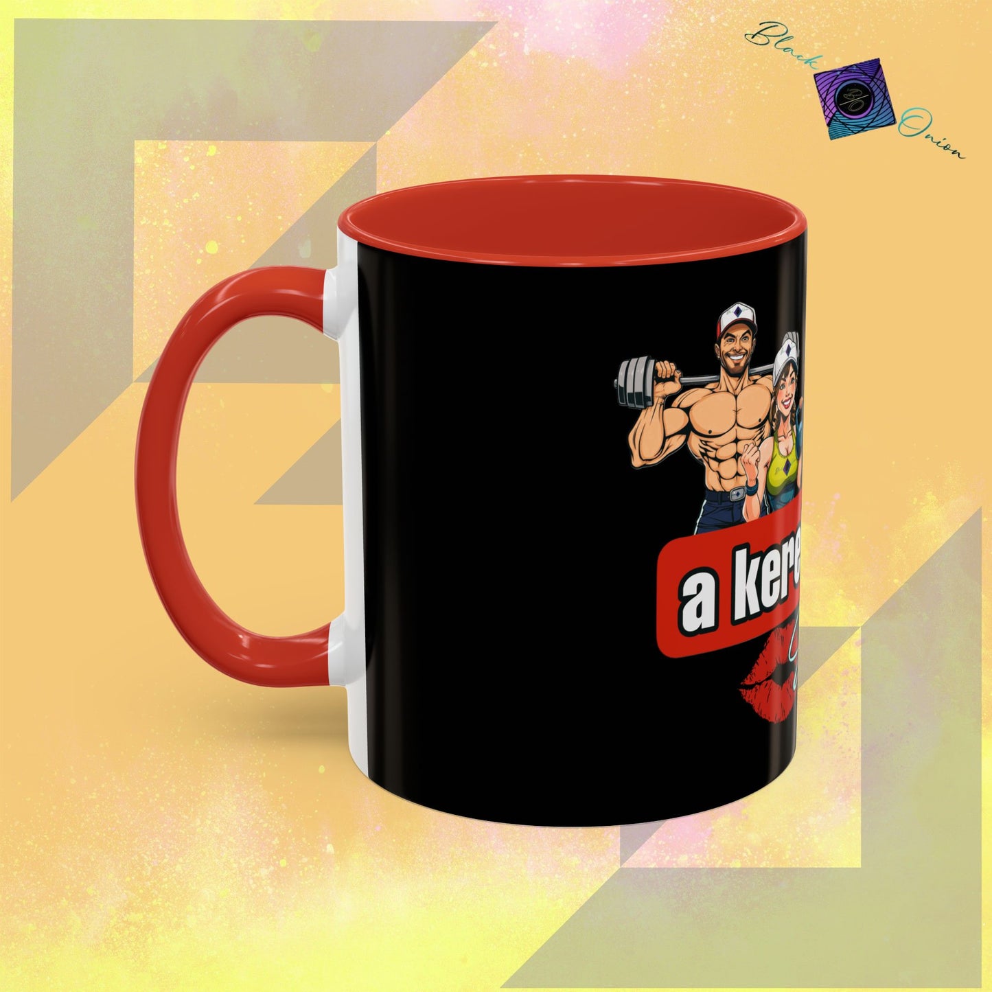 BlackOnion Coffee Mug Serial 2 with Workout Motif ‘Az igazi férfiak a kerek popsit szeretik ‘🫵🔥💪