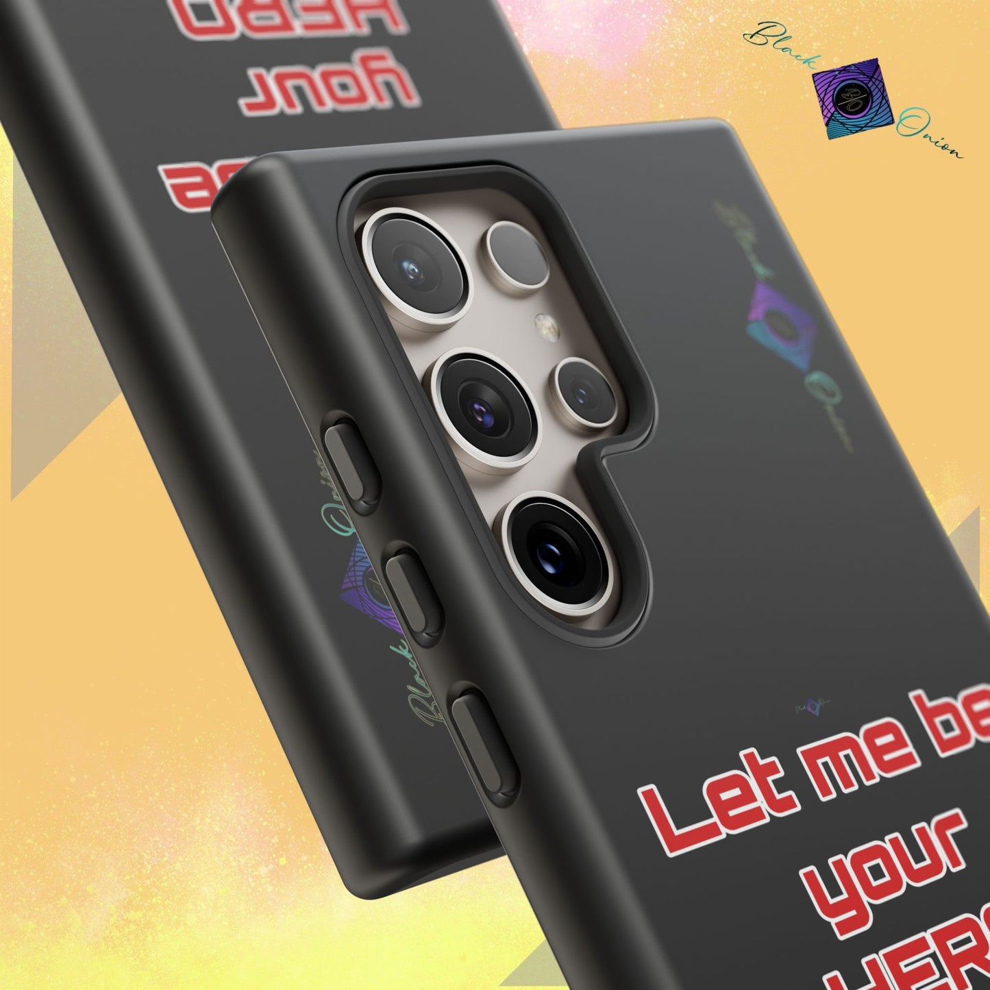 BlackOnion Brand New Phone Case - with Motivational Workout Motif’Let me be your Hero ‘💪🔥🫵